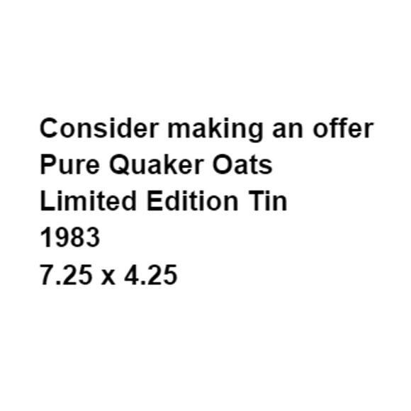 Pure Quaker Oats Limited Edition 1983 Vintage Tin Collector Decorative Recipe - Picture 2 of 10